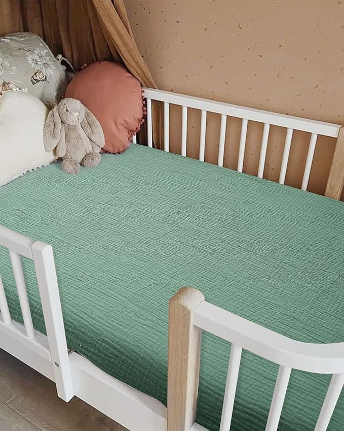 Crib Sheets for Boys Girl & Muslin Swaddle Blanket Set