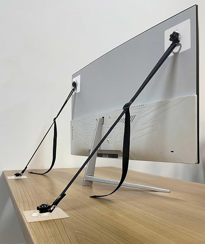 2 Pack Adjustable TV Safety Straps, No-Drill Adhesive Anti-Tip Furniture Anchors for Baby Proofing, Flat Screens Fix to Wall,Cabinet,Stand Or Desk, Earthquake Straps