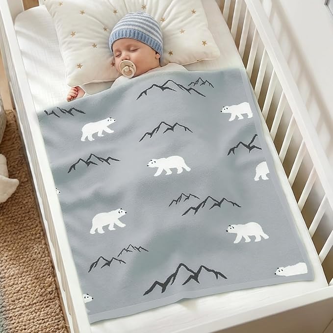 Receiving Baby Blanket,100% Luxury Cotton Knit Baby Blanket,Lightweight Cozy Neutral Swaddling Blanket for Newborns,Boys & Girls,Infant and Toddler