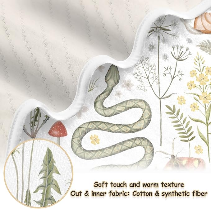 Ollabaky Squirrel Owl Mushrooms Baby Blanket for Boys Girls Cotton Throw Blanket Swaddle Blanket for Crib Stroller Nursery Receiving Blanket Infant Toddler Unisex 30"x40"