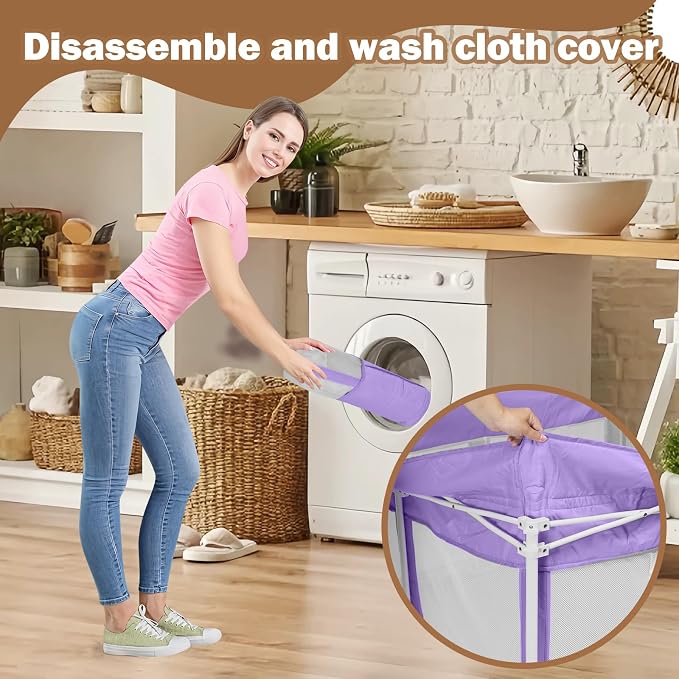 Foldable Playpen 50x50, Foldable Ultra-Portable Baby Playpen, Instantly Deployed in Three Seconds, Safe Baby Playard with Soft Breathable Mesh, Perfect Activity Center for Baby's Play, Lavender