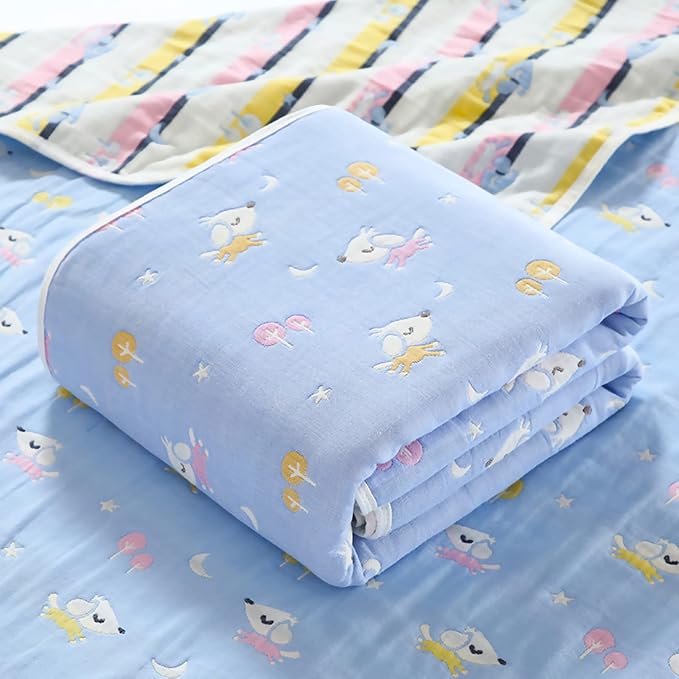 TONWHAR Muslin Baby Blankets,6-Layer Cotton Gauze, Soft and Breathable Baby Quilt,Kids Summer Blanket,Baby Bath Towel (Puppy)