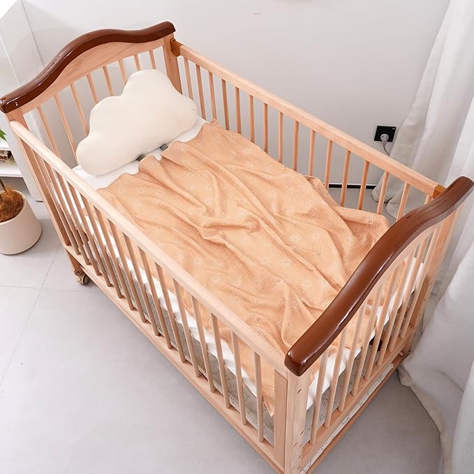 Happy Flute 4Set Muslin Swaddle Blankets??œUltra Soft Baby Blanket for Newborns,Receiving Blankets for Baby Girls & Boys??œBaby Essentials 0-3 Years,40x40inches (Sun)