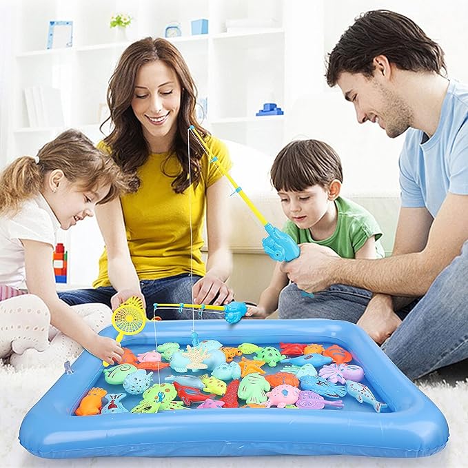 TOY Life 2-Player Magnetic Fishing Game for Kids 3-5 - Toddler Fishing Pole Set with Fish Toys - Bath & Pool Toys - Water Table Accessories - Educational Fishing Toy Rod for Boys Girls