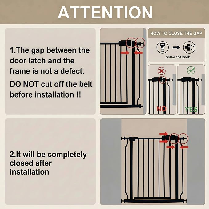 Walk Through Baby Gate 29-43.5 Inch Wide Large Baby Gate for Stairs Tension Pet Dog Gates Indoor for Doorways No Drilling Pressure Mounted Pet Gates for Kids