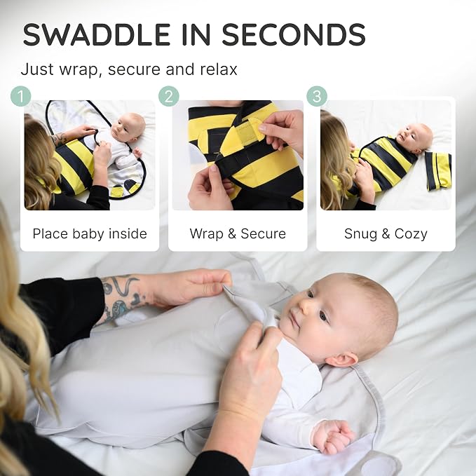 Cuddle Club Swaddles for Newborns - Baby Swaddle Blanket for Boys & Girls - Adjustable Hook-and-Loop Cotton Wrap for Newborn 0-3 & 3-6 Months with hat