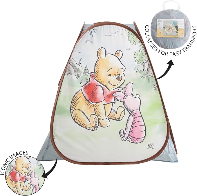 Disney Winnie The Pooh Collapsible Pop-Up Play Tent for Kids,28"x28"x30" Indoor Playhouse Fun,Ages 3+