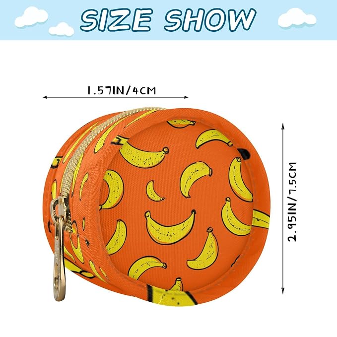 Pacifier Holder with Clip Pacifier Case for Diaper Bag Round Baby Pacifier Pouch Box Bag Portable Orange Banana