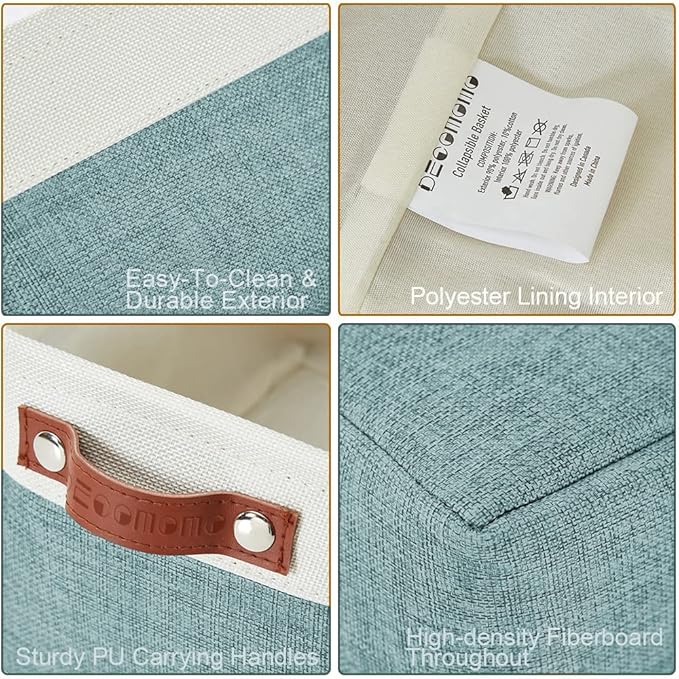 DECOMOMO Small Storage Basket, Closet Storage Bins, Baskets for Organizing Shelves (Teal & White, Small - 6 Pack)