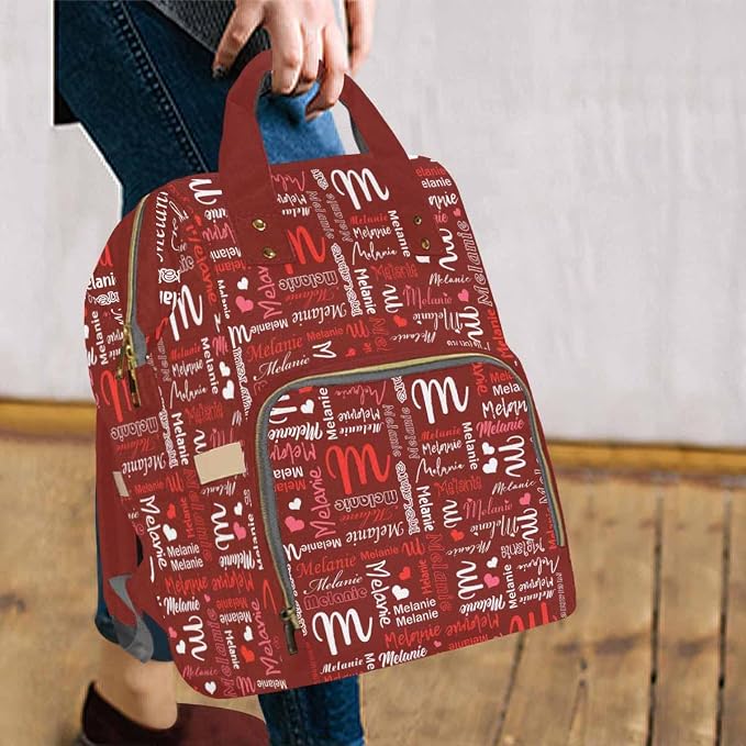 InterestPrint Personalized Monogram Name Custom Nursing Diaper Nappy Casual Daypack Shoulder Backpack Bag for Sister BFF Shopping Present