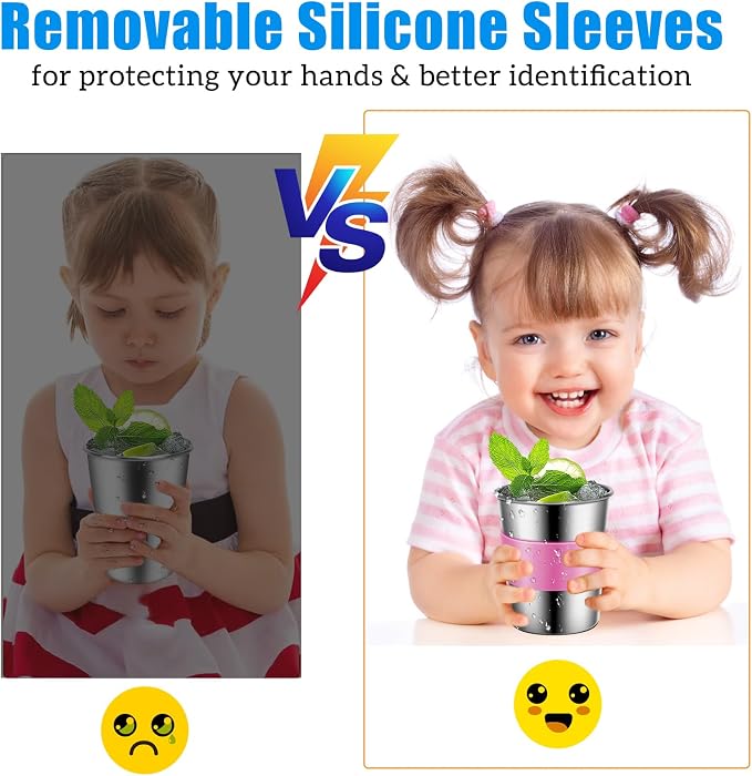 ShineMe Toddler Cups with Straws Spill Proof 6pack, 8oz Small Stainless Steel No Spill Sippy Cup, Unbreakable Kids Cups with Lids and Colorful Silicone Sleeves for Hot/Cold Drinks Snacks