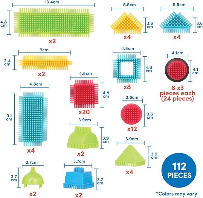Battat – Bristle Blocks – STEM Interlocking Building Blocks – 112 Pieces Playset – Developmental Toys for Toddlers & Kid – Basic Builder Set – 2+ Years