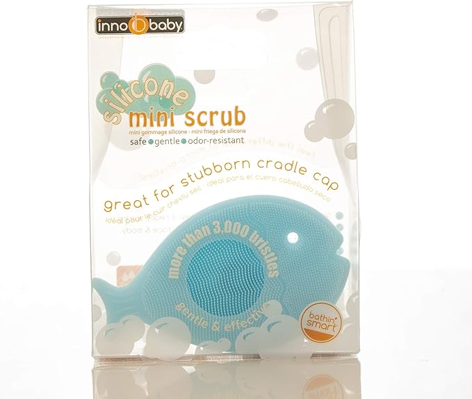 Innobaby Bathin Smart Silicone Cradle Cap Brush for Baby, Essential for Dry Skin & Eczema, Gentle Scrubber & Exfoliator with Suction Handle, Quick Dry Food Grade Silicone, Blue (2 Pack)