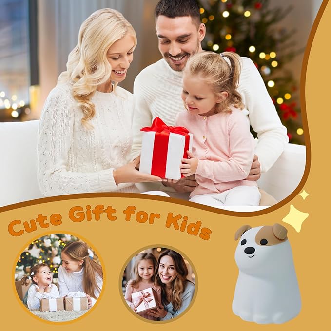 Night Light for Kids, 7 Colors Rechargeable Cute Soft Silicone Puppy Lamp with Timer, Dimmable Nursery Night Lights Kawaii Room Decor, Silicone Night Light Gift for Baby Toddlers Boys Girls (RGB)