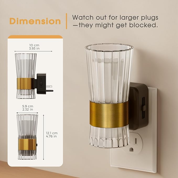 Briignite Decorative Night Lights Plug into Wall, Home Decor, Dusk to Dawn Light Sensor, Daylight White 5000K, 0-100LM Adjustable Brightness, Unique Design for Use in Bedroom, Hallways, 2 Pack