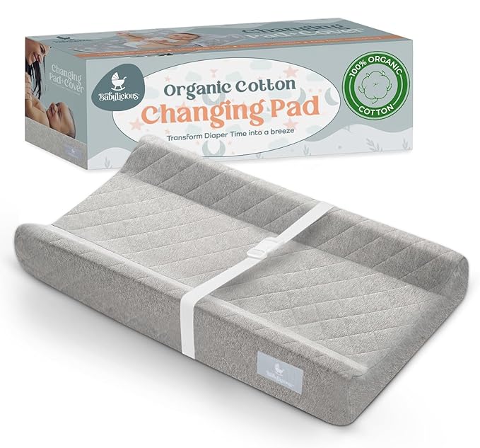Contoured Baby Changing Pad ??Waterproof & Breathable Diaper Changing Pad | Removable Washable Cover, Non-Slip Base & Safety Strap | Standard Size for Dresser & Changing Table Pads