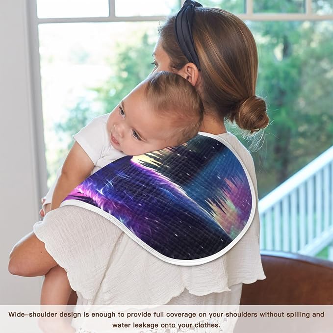 4 Pack Muslin Burp Cloths Wolf Stars Print Cotton Baby Burp Cloths Absorbent Soft Burping Cloth Washcloths for Newborn Babies 22x11 Inch