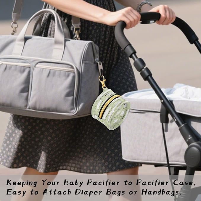 Kigai Pacifier Holder for Diaper Bag & Stroller Cute Sheep Portable Pacifier Case with Clip & Zipper Travel Binky Holder Pouch Baby Essentials for Boys & Girls