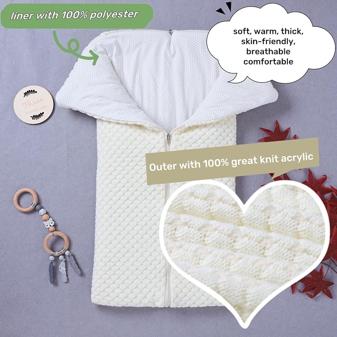 Baby Swaddle Sleep Sack Infant Knit Receiving Blanket Newborn Winter Warm Essentials 0-12Months Beige