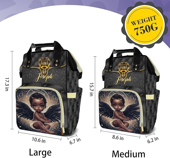 Custom Diaper Bag with Name Personalized Multifunctional Mommy Backpack for Shoulders Outdoor Backpack for Newborn Baby Crown-Thermal Pockets Nursing Bags