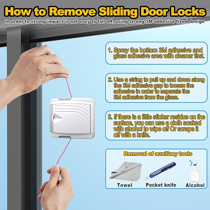 STERGDE Sliding Door Lock 6 Pack, Prevent children from opening sliding doors, sliding door baby proof, Easy To Install, For Sliding Glass Doors, Sliding Windows, Sliding Closets, Etc（Grey）