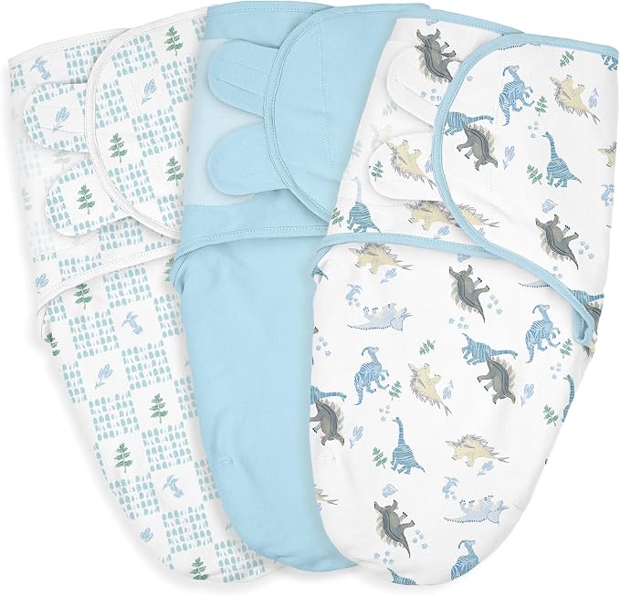 Baby Swaddle Sleep Sack 3 Pack, Organic Cotton Newborn Swaddle Wraps for 0-3 Months, Adjustable Wings, Breathable Soft Swaddling Blankets for Infant Boys Girls, Baby Sleep Essentials