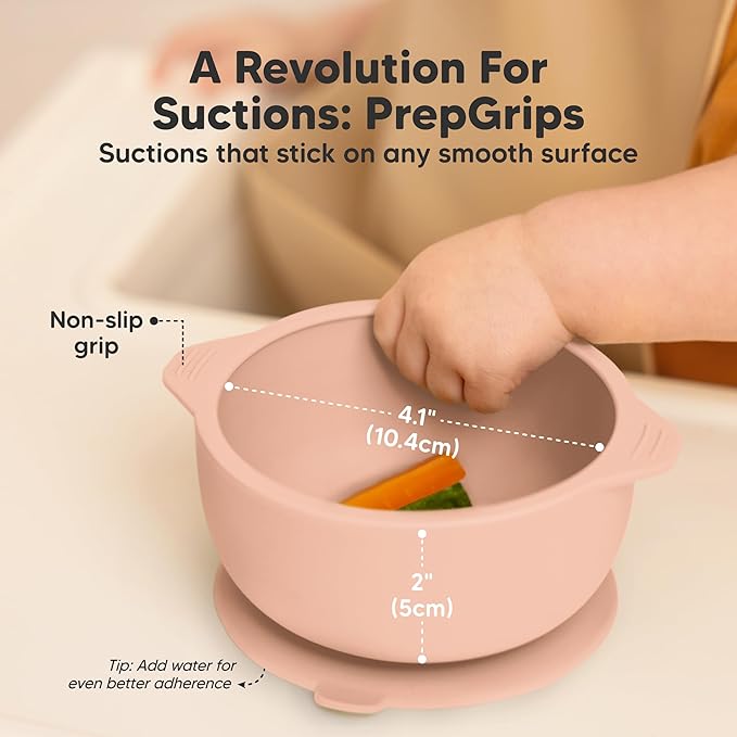KeaBabies 2-Pack Baby Bowls with Suctions, Lids - Silicone Toddler Suction Bowls for Baby Boy, Girl, Kids, Food Grade Silicone, BPA-Free, Dishwasher Safe, Toddler Eating Essentials (Mellow)