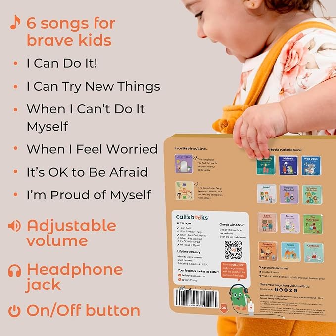Cali's Books Music Book for Toddlers 1-3 Years Old - I Can Do It by Mama Nous Musical Book with Headphone Jack, Interactive Baby Sound Book, Singing Toy Children Girls, Learning Song Toy Toddler Boys