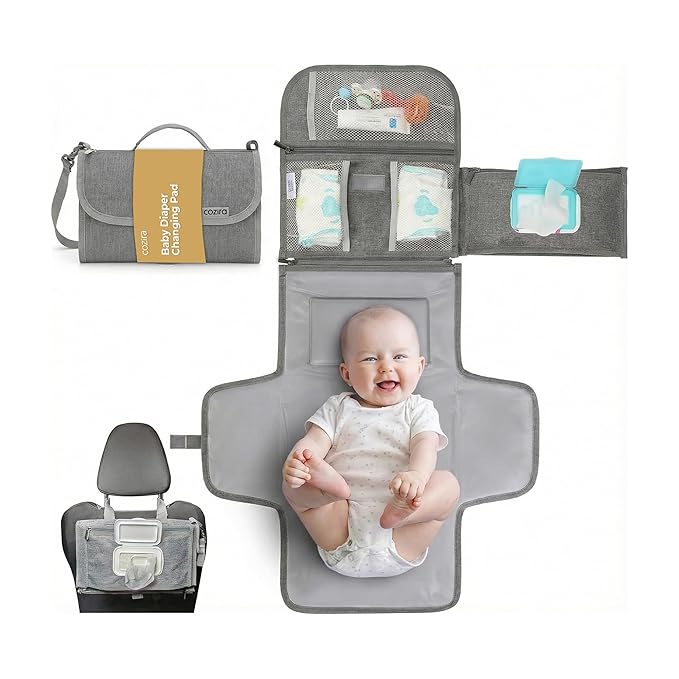 Portable Changing Pad ??Waterproof Foldable Diaper Changing Pad with Wipes Pocket, Soft Travel Changing Mat for Baby, Compact & Easy to Clean Newborn Gift