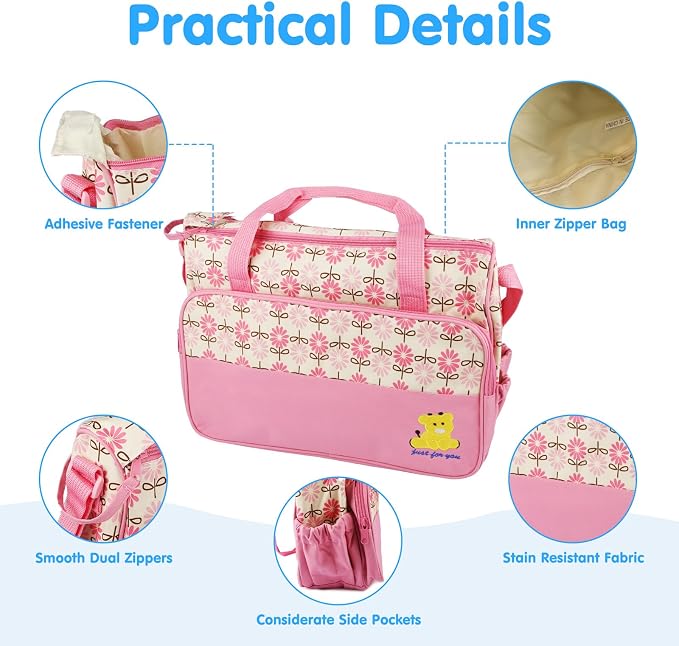 5PCS Baby Nappy Diaper Bags Set Mummy Diaper Shoulder Bags