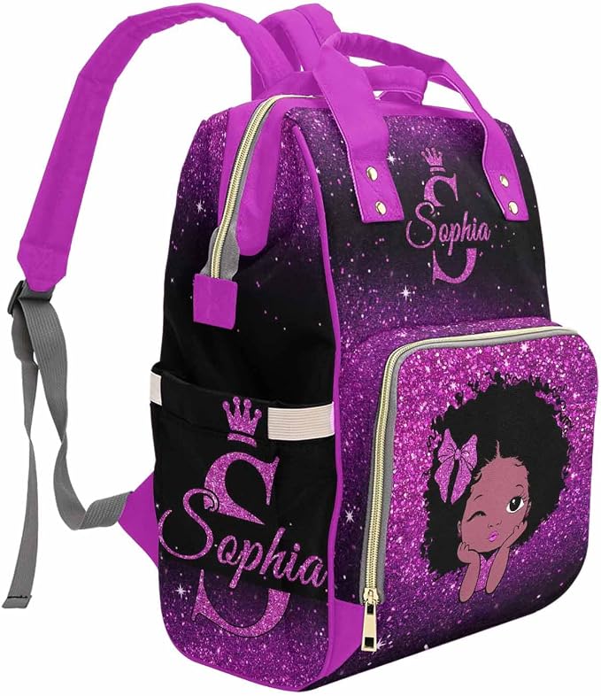 D-Story Personalized Diaper Bags For Baby Girl Birthday Gift Hiking Bag Hiking Bag Schoolbag Diaper Backpack With Name Text