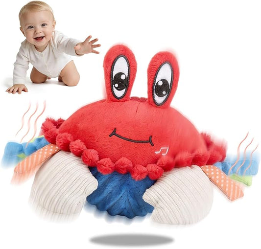 Crawling Crab Baby Toys 6-12 18 Months, Musical Dancing Crab Plush Toy - 45 Songs & Voice Recorder, Crawling Toy for Baby Infant Tummy Time, Crab Toy for 12-18 Months, Sensory Toys for Toddlers 1-3
