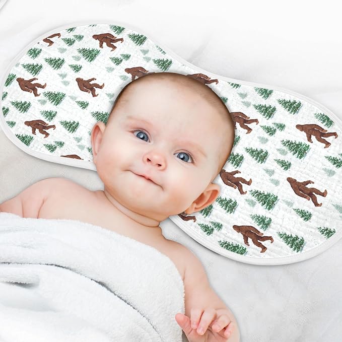 Muslin Baby Burp Cloths Set of 1, Soft Bigfoot Sasquatch Absorbent Muslin Washcloths, Bibs, Face Towel for Newborn Boys Girls, 22 x 11 Inch
