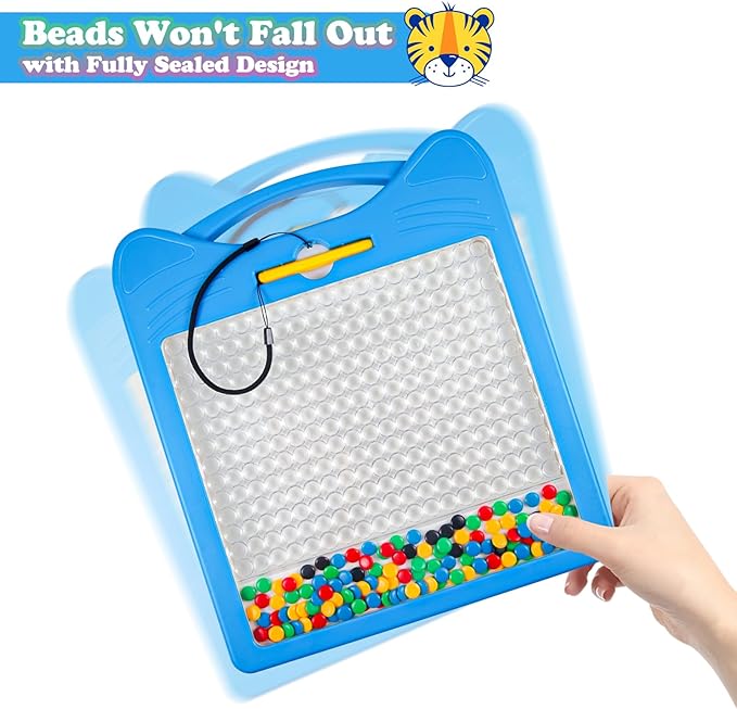 Extra Large Magnetic Drawing Board for Kids, Magnet Doodle Board with 2 Stylus Pen and Beads, Magnetic Dot Art Fine Motor Skills Toy, Travel Toys Activities for Boys Girls (12.5" x 12.5")
