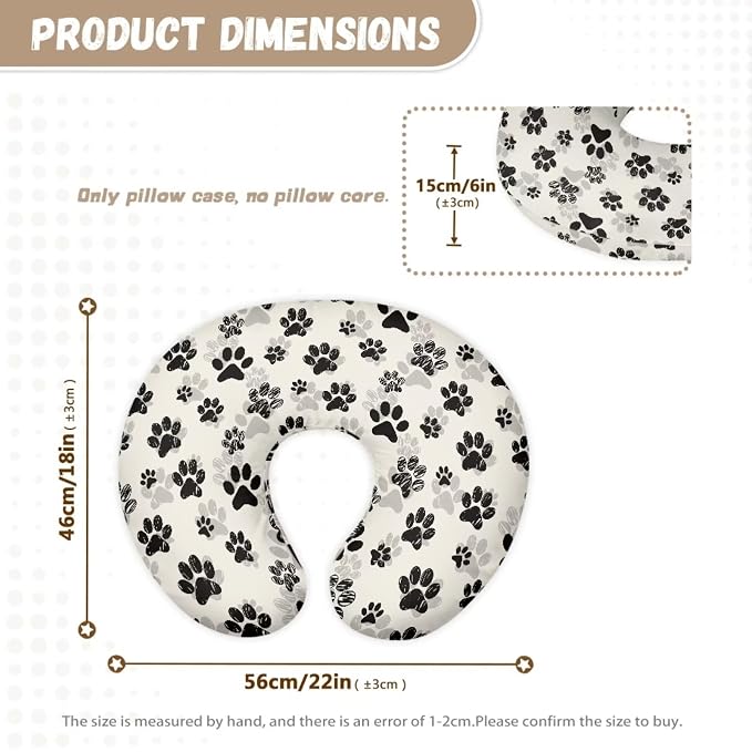Brown Paws Nursing Pillow Covers for Breastfeeding Pillow, Cozy Nursing Slipcover Breastfeeding Pillow Covers for Breastfeeding Mom