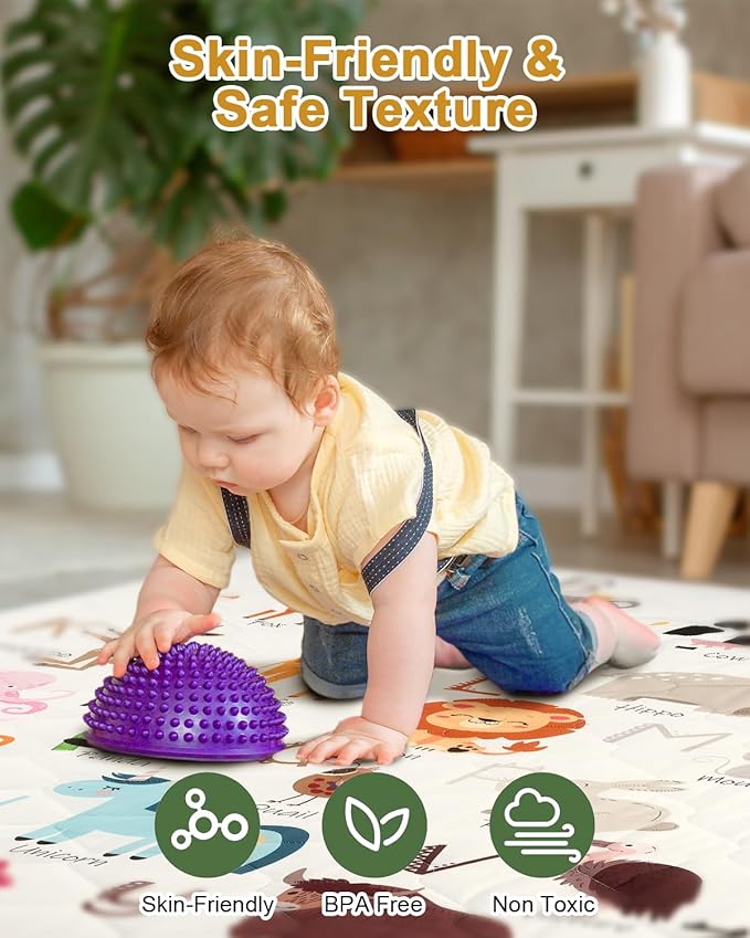 TINYHARBO Premium Foam Baby Play Mat 74" x 50" ??Removable & Machine Washable Cover, Extra Thick Padding Playpen Mat, Non-Slip Crawling Mat, Easy to Clean for Infants, Toddlers & Babies