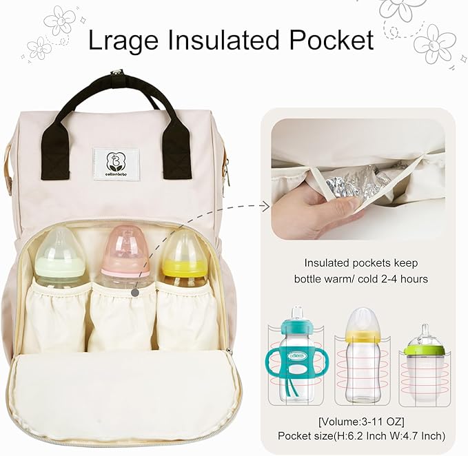 Western Diaper Bag with Changing Pad, Large Baby Bags Backpack with Stroller Straps & Insulated Pockets, Multifunction Waterproof Travel Diapers Back pack for Women & Man, Boho