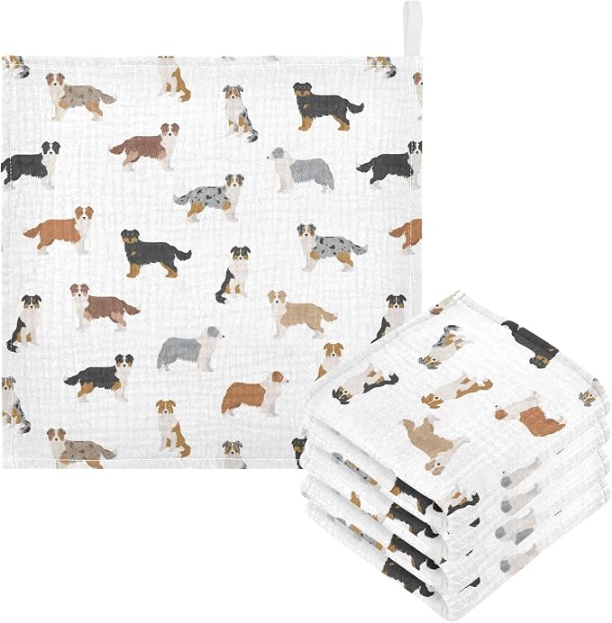 vvfelixl Golden Retriever Dog Baby Burp Cloths Baby Muslin Washcloths for Boys Girls Cotton Baby Face Towel for Newborn Infants Soft and Absorbent 11.8 X 11.8 in, 5 Pack