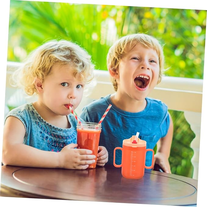 DECHOUS Double Handle Drinking Cup with Straw Boy Girl Water Cup Durable Lightweight and Ergonomic Design for Easy Grip for Milk and Water Training