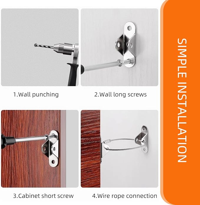Kiddies Furniture Anchors Secure 400 Pound Furniture to Wall Prevent Falling, Cabinet lock baby proofing cabinets Anti Tip Earthquake Straps for Child Safety （10pack）