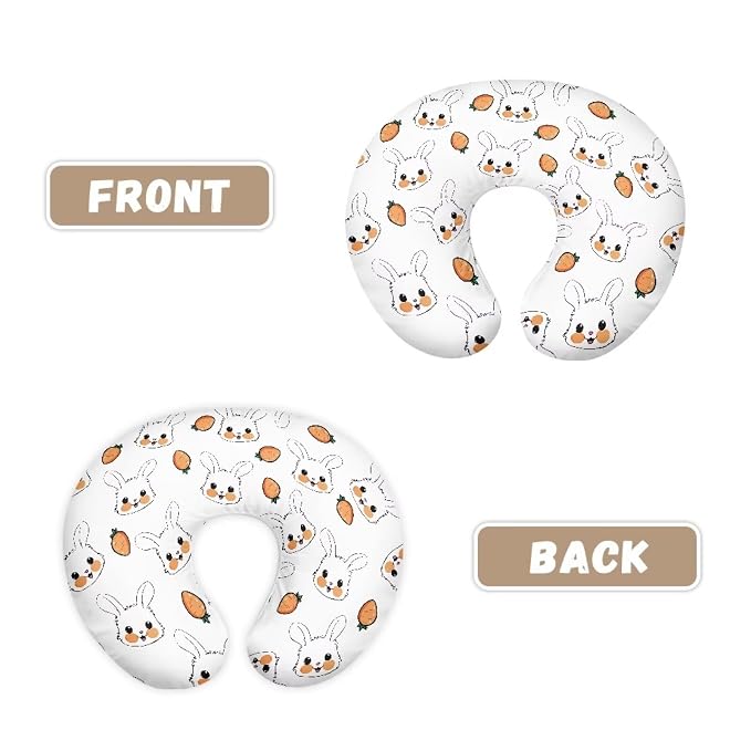 Rabbit and Carrot Nursing Pillow Cover for Baby Boy Girl Breastfeeding Nursing Pillow Slipcovers Super Soft Stretchy Replaceable Pillow Cover Slipcover