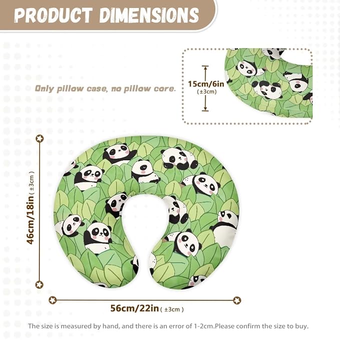 Cute Panda Nursing Pillow Cover Stretchy Removable Cover for Breastfeeding Pillows Protector Ultra Soft Comfortable Slipcover for Baby Girl and Boy,Green