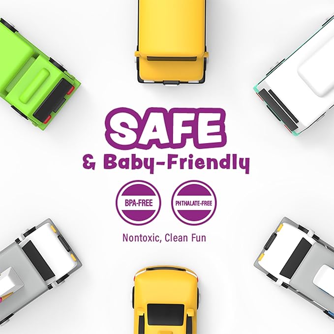 Tub Works® Vehicles??Bath Cars Mold Free Bath Toys, 6 Pack | Sealed, No Hole Bath Toys Design Keeps Moisture Out | Soft, Squeezable & Float on Water | Fun Baby & Toddler Bath Toys | City Car Bath Toys
