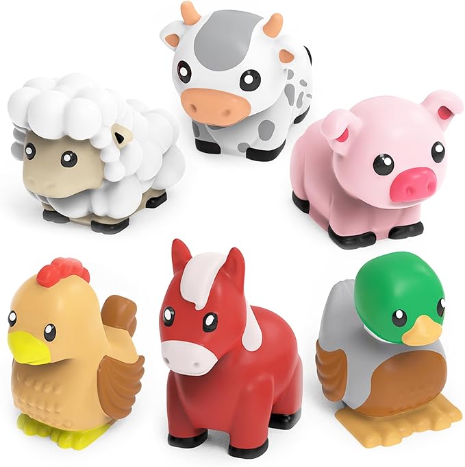 Tub Works® Barnyard??Mold Free Bath Toys, 6 Pack | Sealed, No Hole Bath Toys Design Keeps Moisture Out | Soft, Squeezable & Float on Water | Farm Animals Baby & Toddler Bathtub Toys | Baby Pool Toys