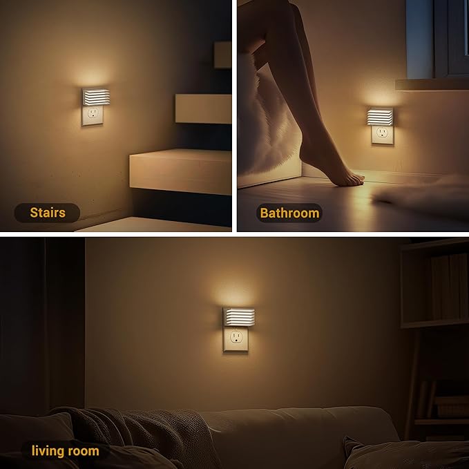 JandCase LED Night Light, Night Lights Plug into Wall with Dusk to Dawn Sensor, Dimmable Plug in Night Light, Adjustable Brightness, 3000K Soft White Nightlight for Bedroom Bathroom Hallway [2 Pack]