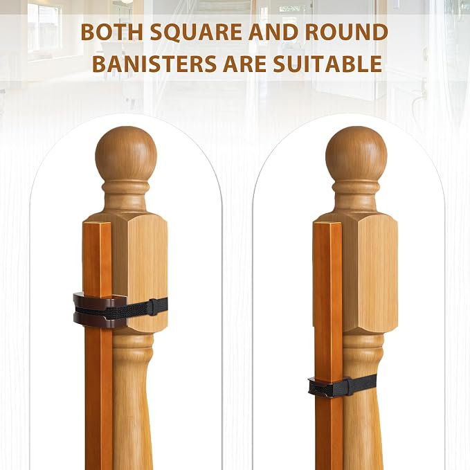 2 Pcs No Hole Stairway Baby Gate Adapter - Fits Round & Square Banisters, Compatible with Most Hardware and Pressure Mount Baby Gates Up to 37 inches Tall