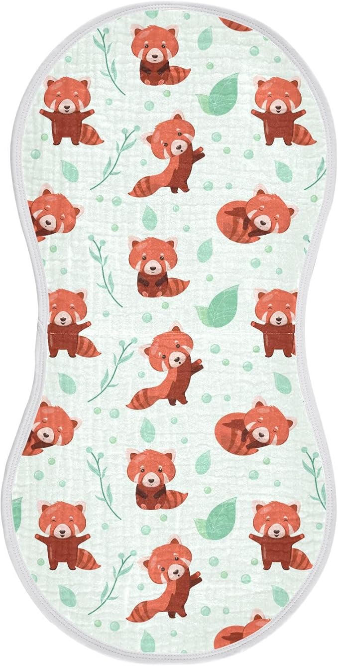 Muslin Baby Burp Cloths Set of 1, Soft Red Panda Absorbent Muslin Washcloths, Bibs, Face Towel for Newborn Boys Girls, 22 x 11 Inch