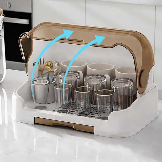 Baby Bottle Drying Rack with Lid Baby Bottle Storage with Removable Drain Tray Space Saving Baby Bottle Rack Dryer Reusable Bottle Rack Holder for Baby (D, 40 * 29 * 27CM)