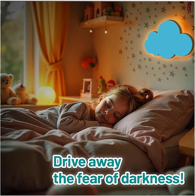 Cloud Lights - Nursery Decor Cloud Lamp, Rechargeable Baby Lamps with Remote, Hanging Lamp for Nursery, Kids Night Light with Timer & Touch Control (Blue)