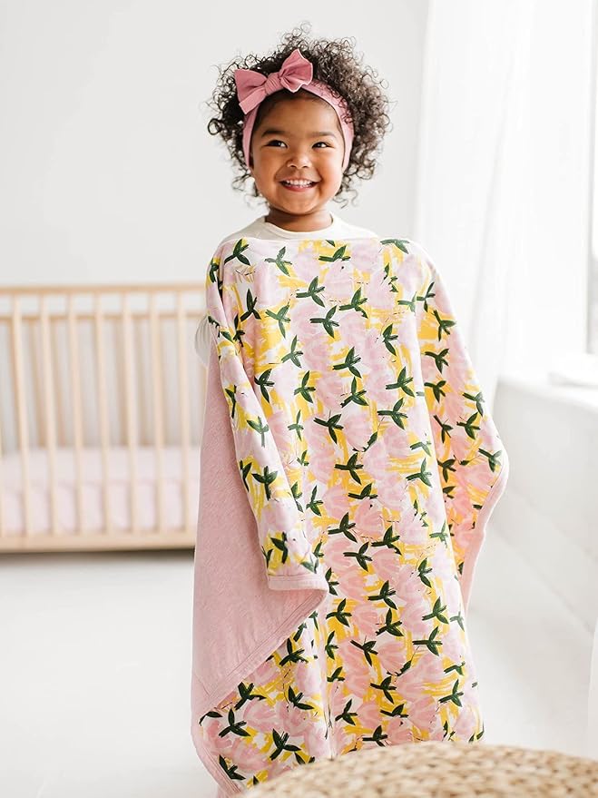 Pickle & Pumpkin 100% Organic Cotton Baby Blanket | Swaddling Blanket | Nursery, Stroller, Receiving Blanket for Babies | Pink Garden Flower